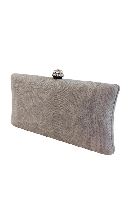 Gray Snakeskin Clutch