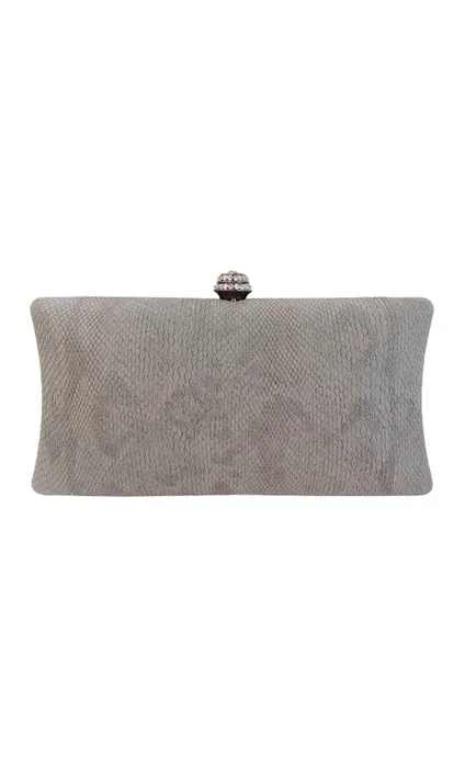 Gray Snakeskin Clutch