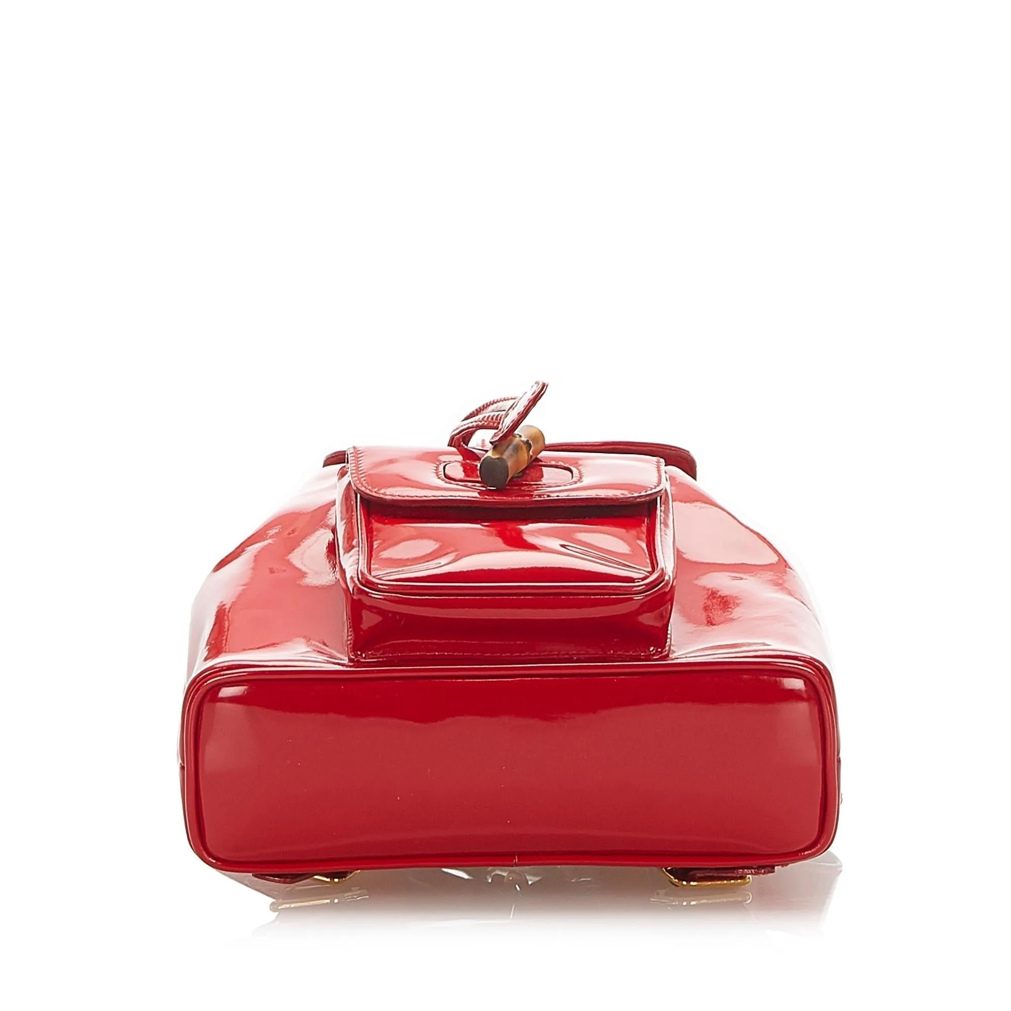 Gucci Bamboo Patent Leather Drawstring Backpack (SHG-22346)