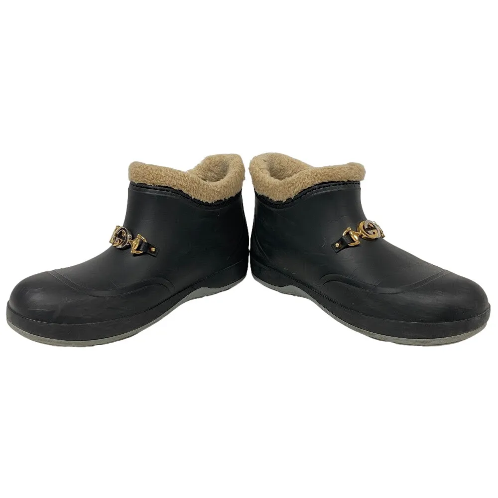 GUCCI boots Rubber, Mouton black Short boots 8 Horsebit Boa Interlocking G mens 8 Used