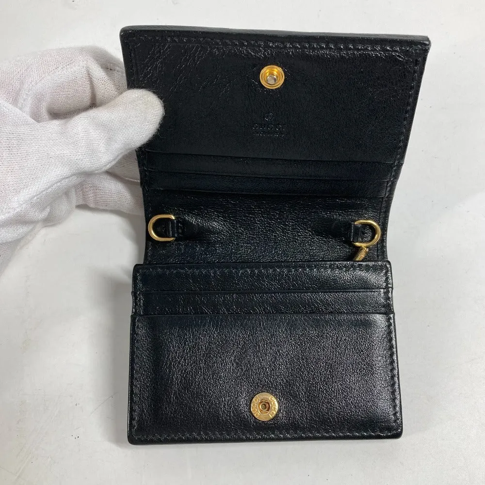 GUCCI Folded wallet 573790 leather black Rhinestone Sherry Line Raja Tiger Chain Wallet Tiger Women Used
