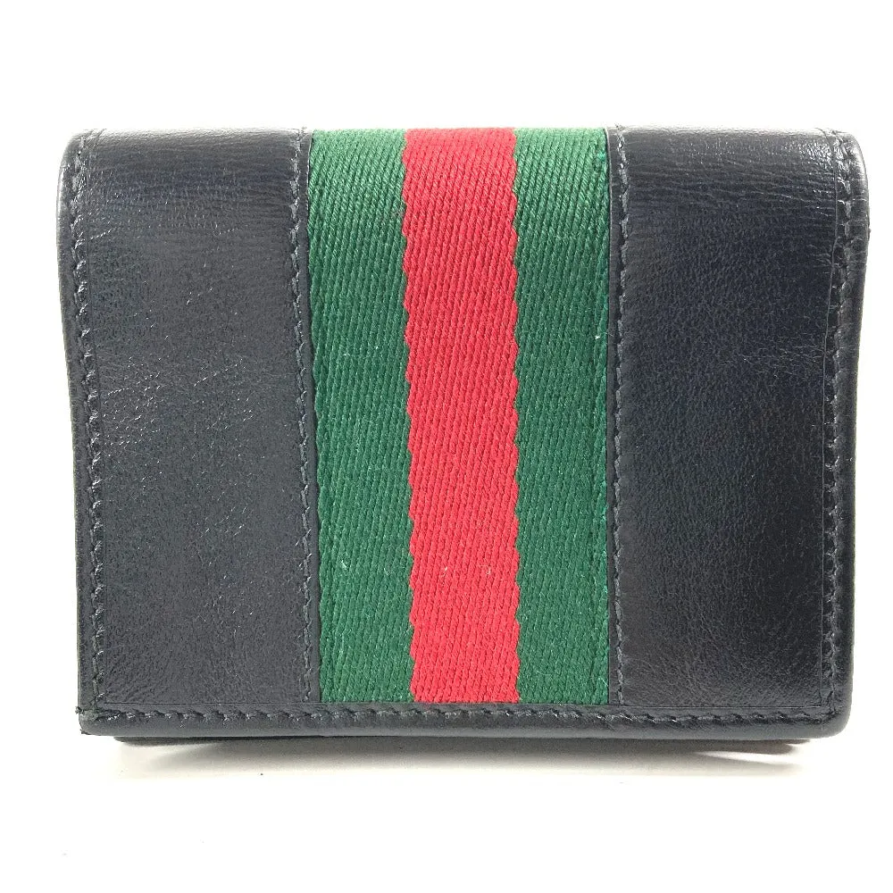 GUCCI Folded wallet 573790 leather black Rhinestone Sherry Line Raja Tiger Chain Wallet Tiger Women Used