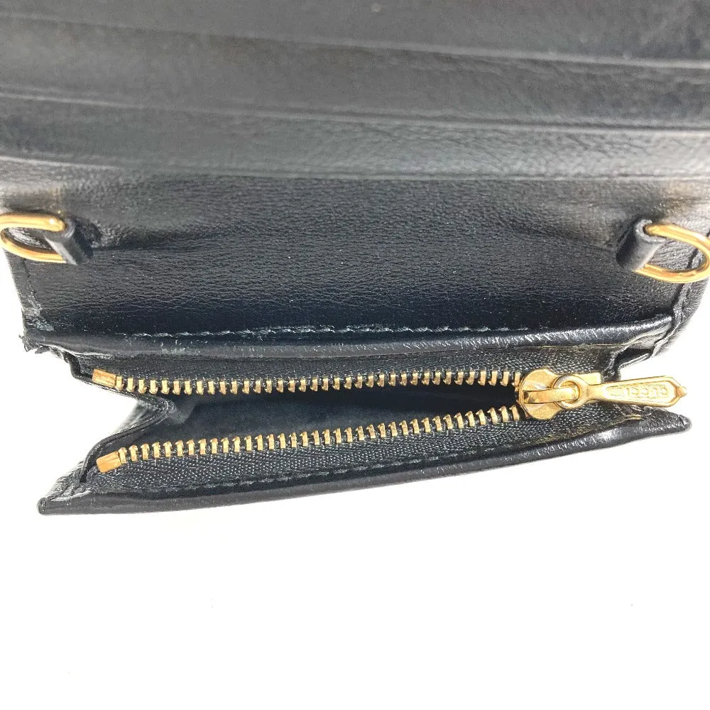 GUCCI Folded wallet 573790 leather black Rhinestone Sherry Line Raja Tiger Chain Wallet Tiger Women Used