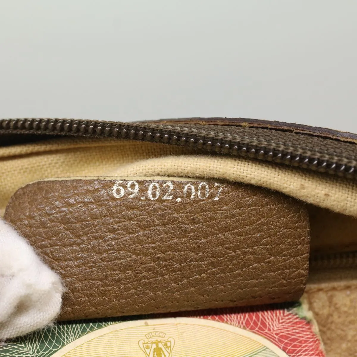 GUCCI GG Canvas Web Sherry Line Boston Bag PVC Leather Beige Green  yk7856