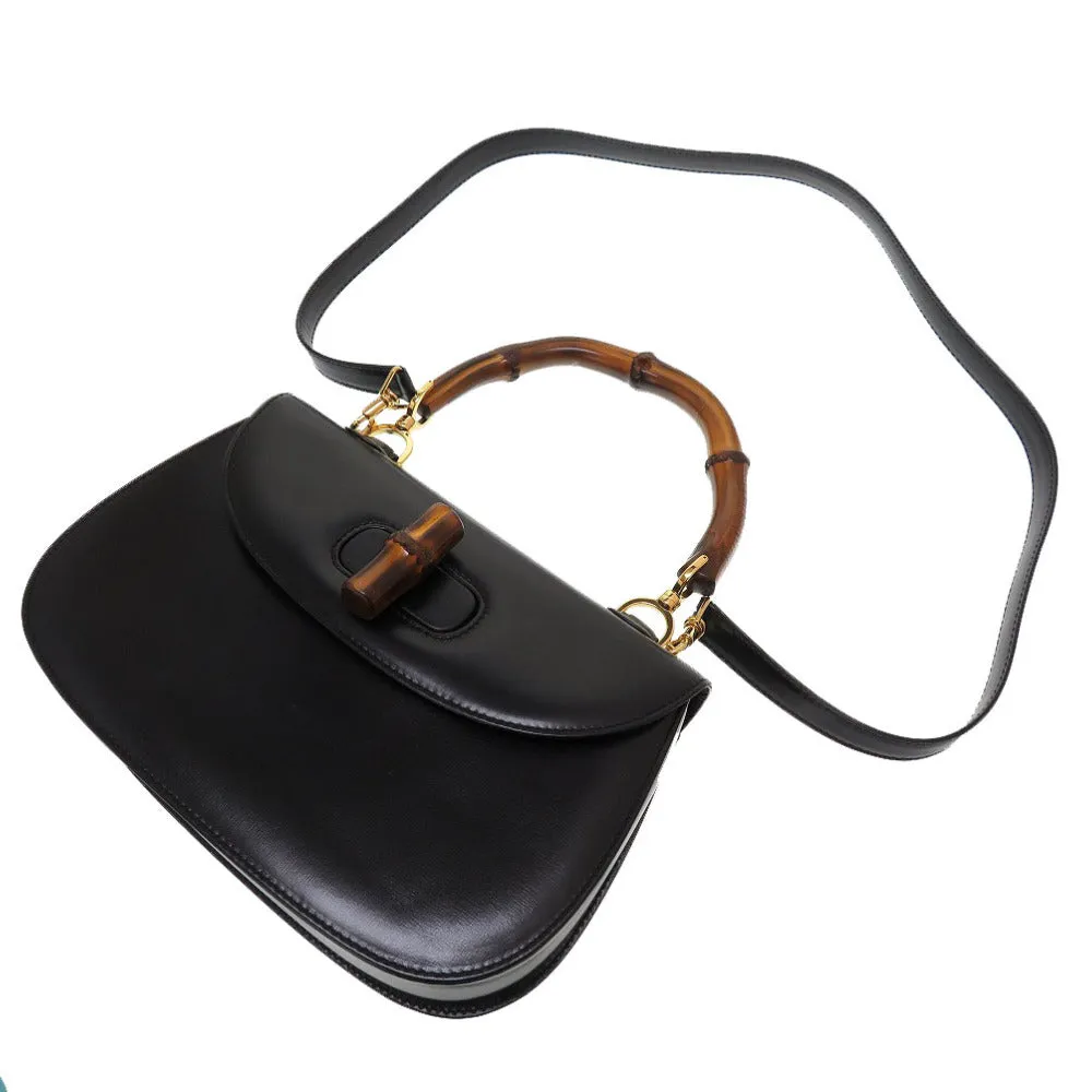 GUCCI Handbag 000 46 0633 Leather x Bamboo black Women Used
