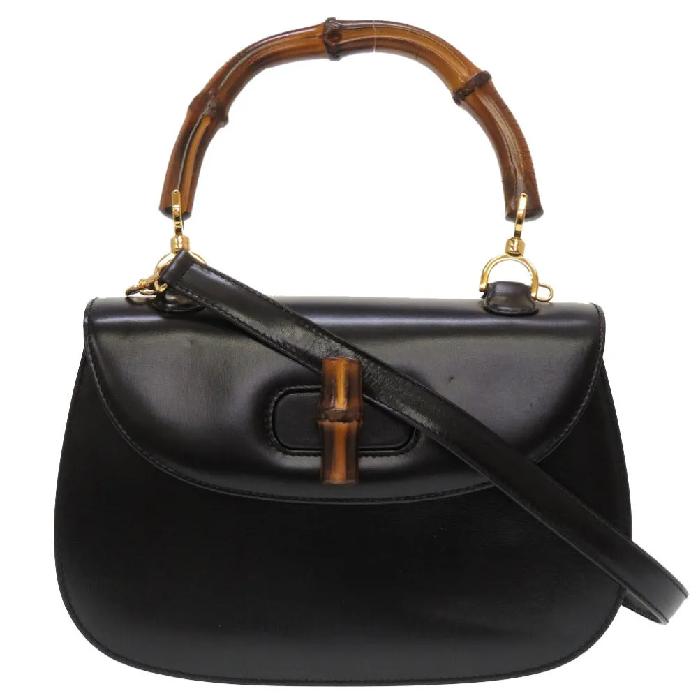 GUCCI Handbag 000 46 0633 Leather x Bamboo black Women Used