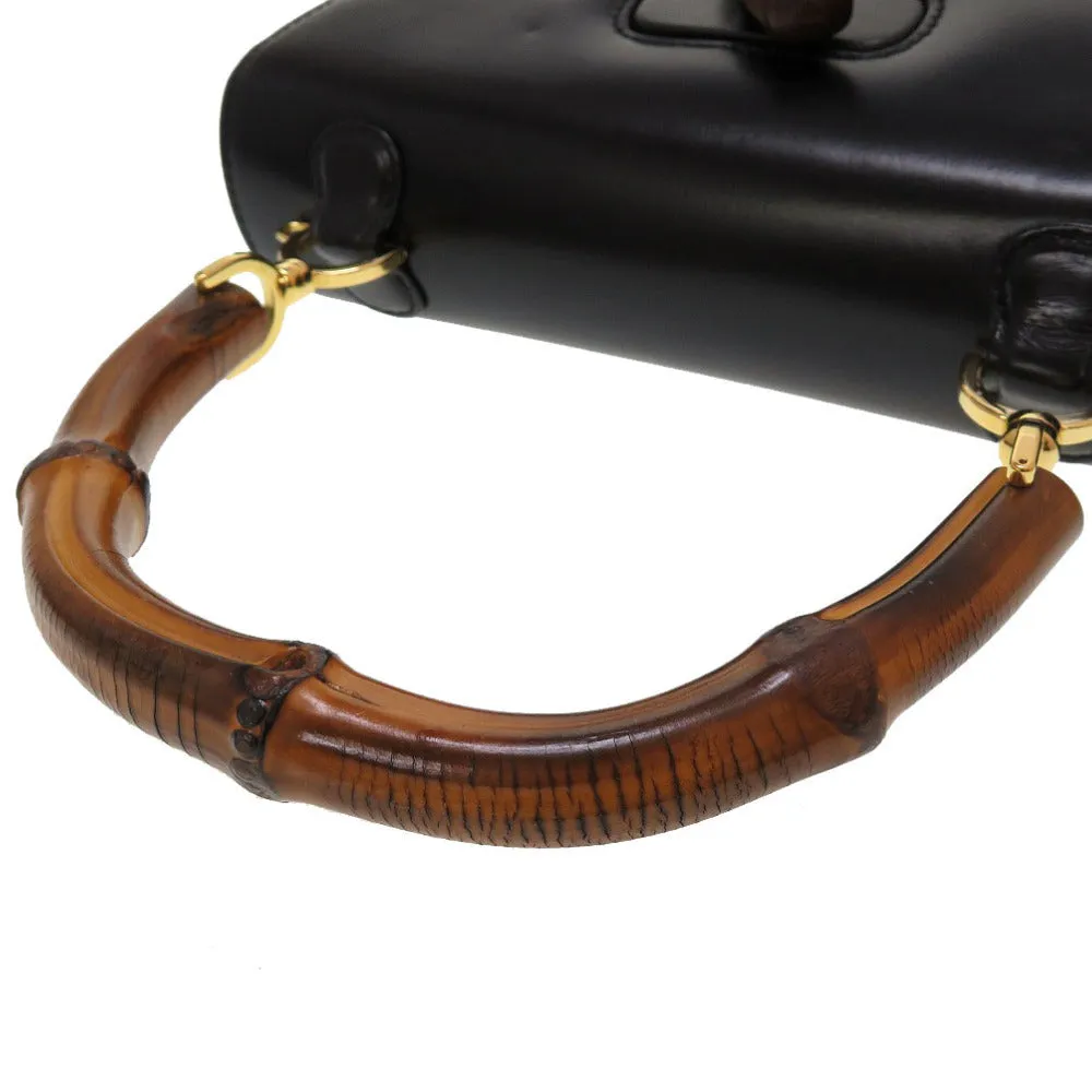 GUCCI Handbag 000 46 0633 Leather x Bamboo black Women Used