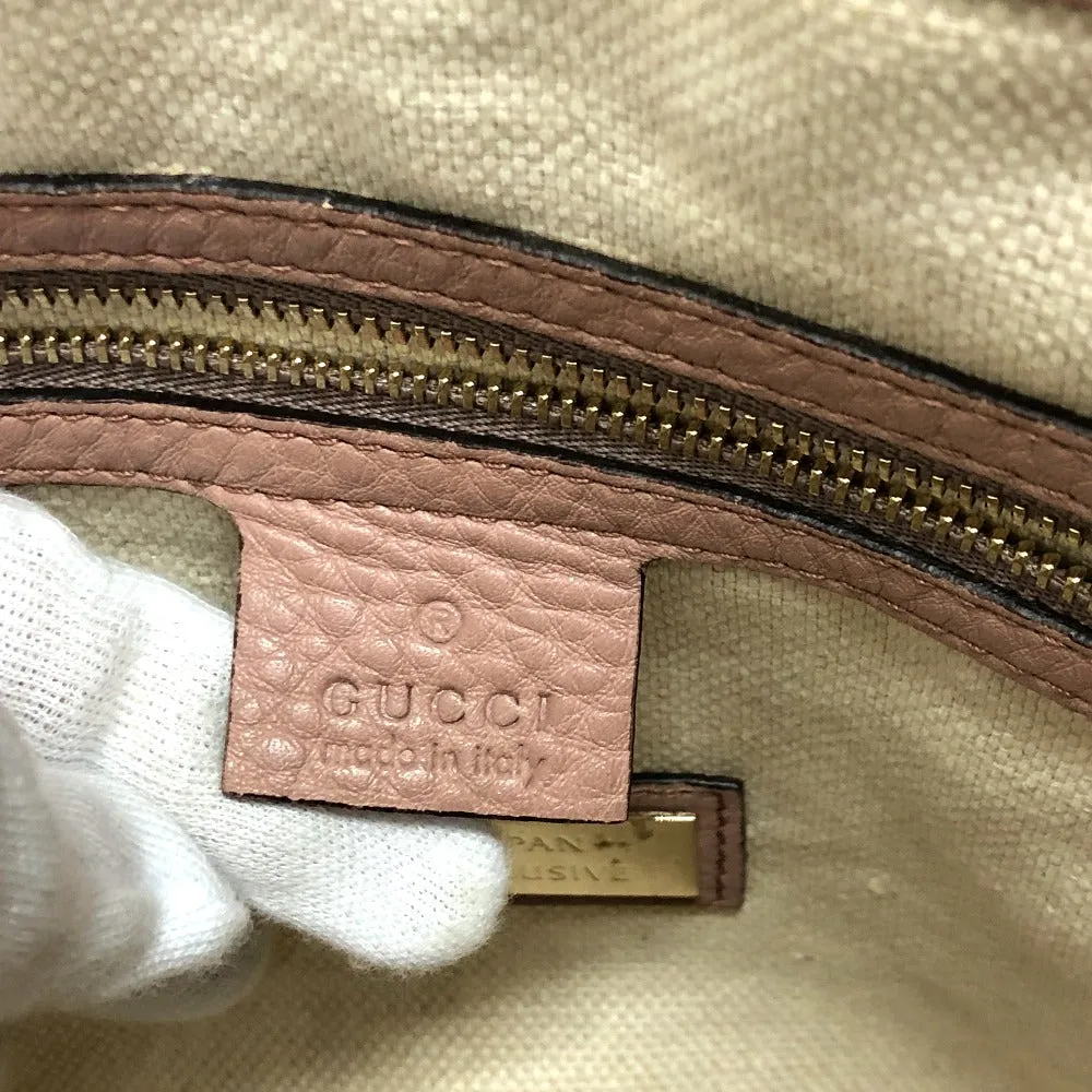 GUCCI Handbag 282307 leather pink beige Soho Interlocking G Women Used