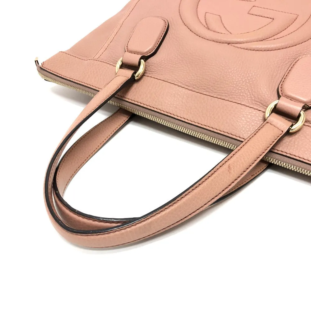 GUCCI Handbag 282307 leather pink beige Soho Interlocking G Women Used