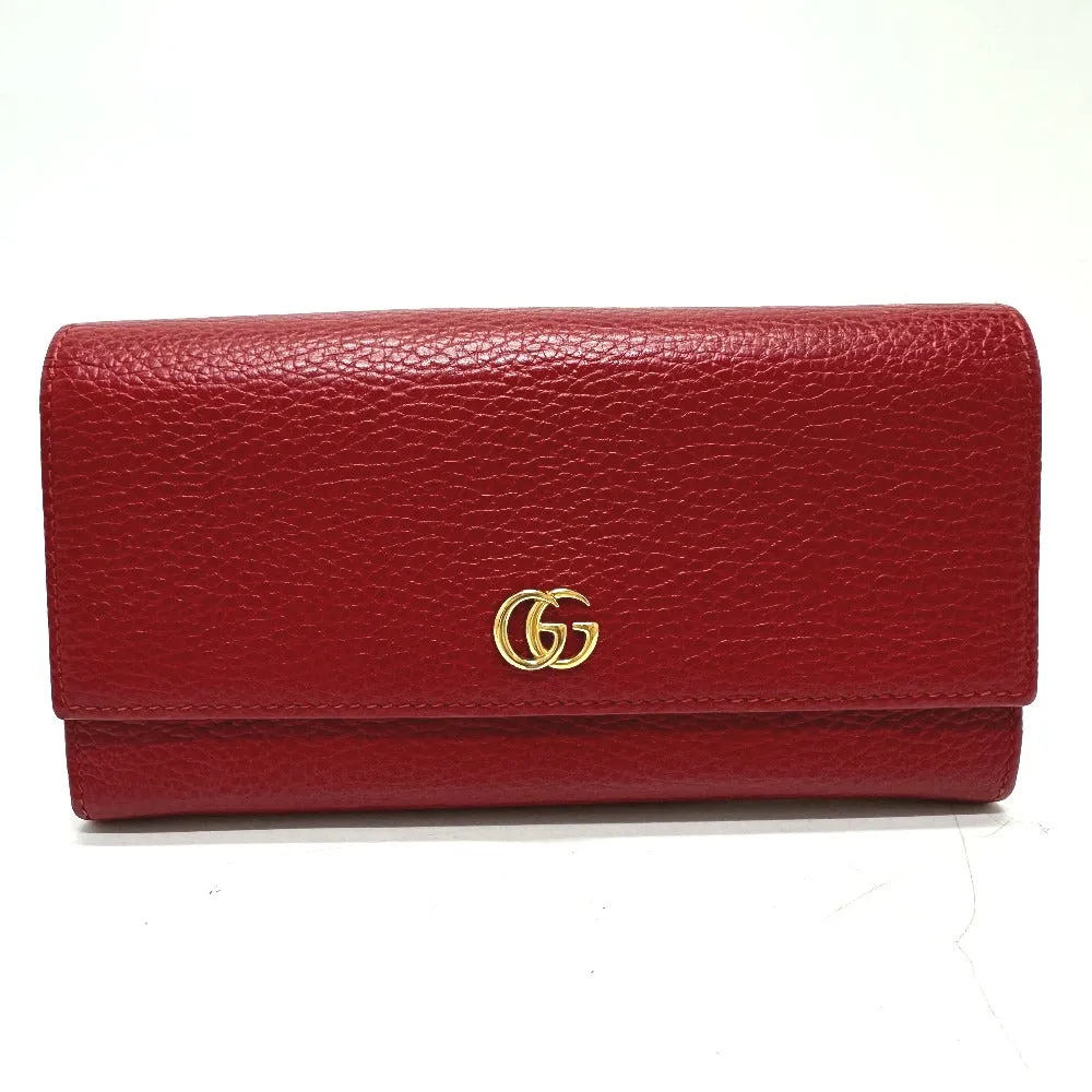 GUCCI Long Wallet Purse 456116 leather Red FF Marmont Women Used