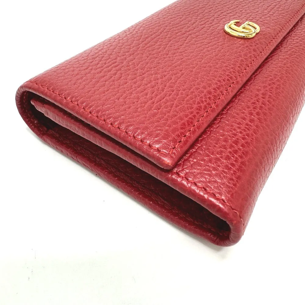 GUCCI Long Wallet Purse 456116 leather Red FF Marmont Women Used