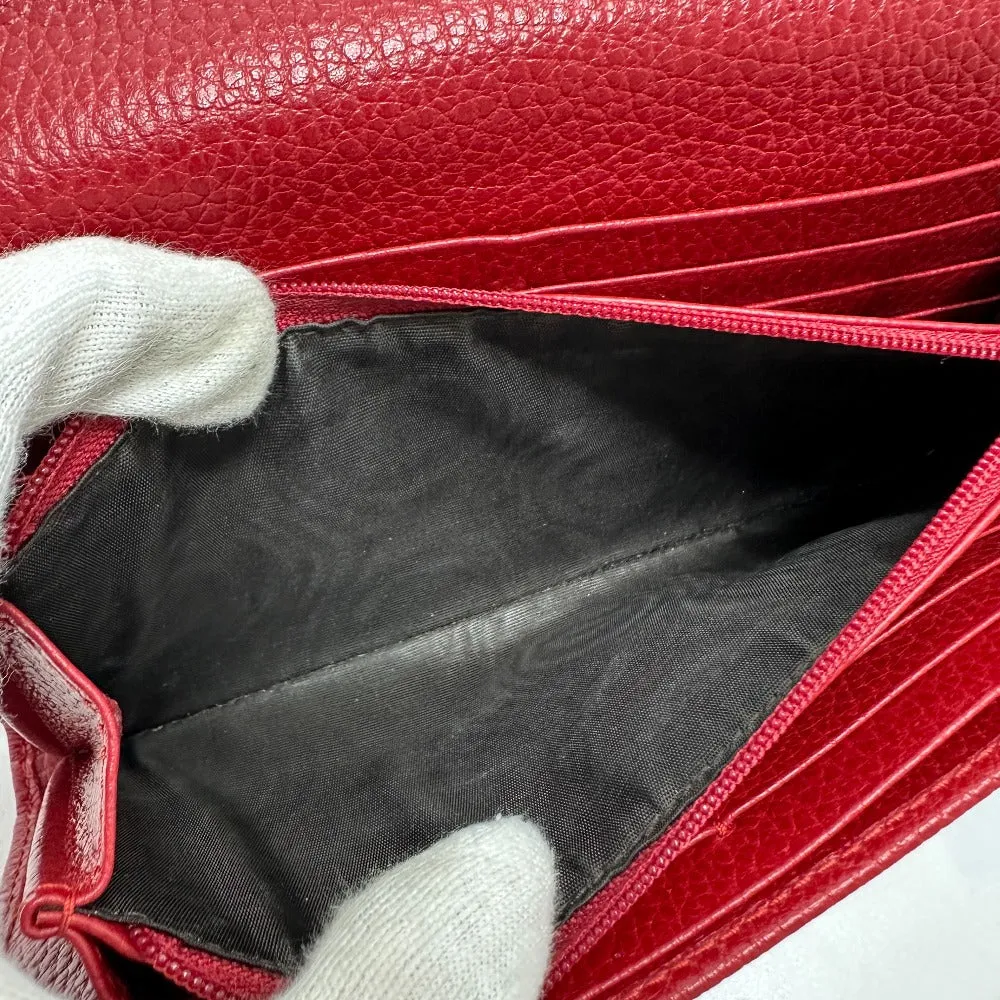 GUCCI Long Wallet Purse 456116 leather Red FF Marmont Women Used