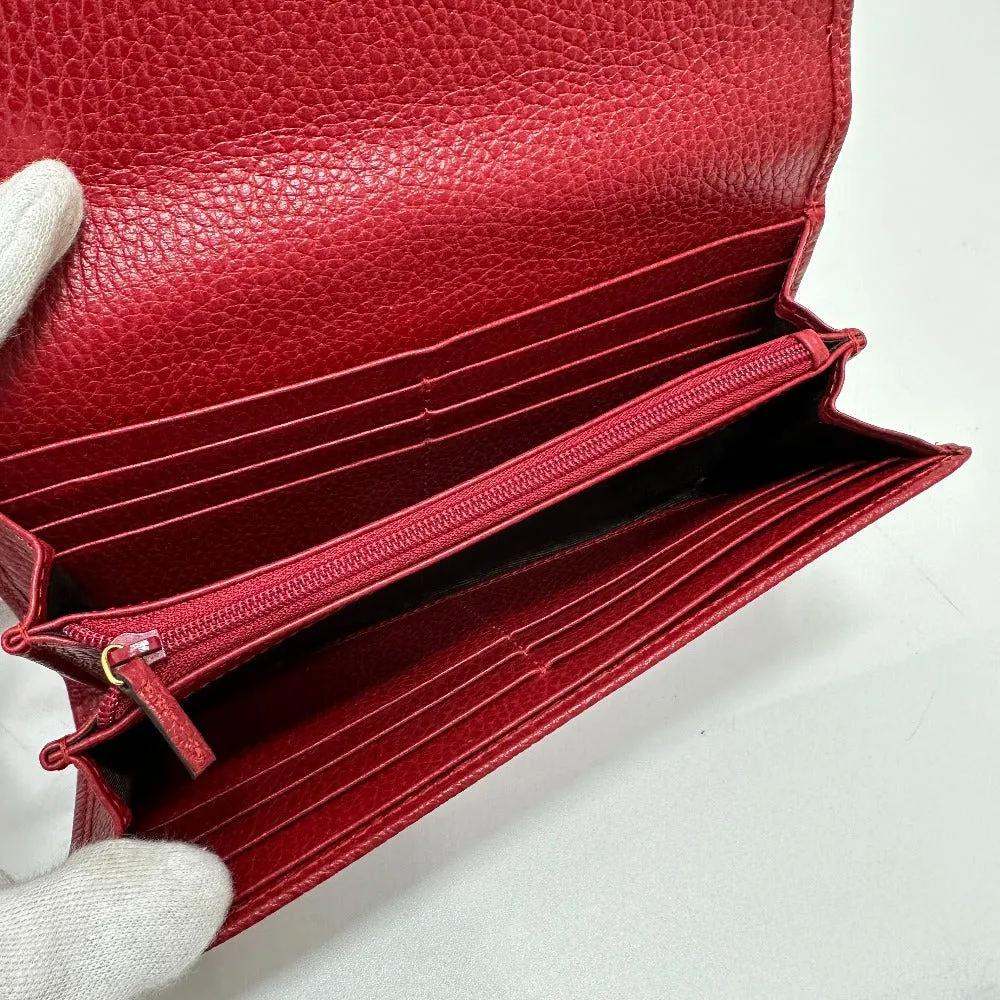 GUCCI Long Wallet Purse 456116 leather Red FF Marmont Women Used