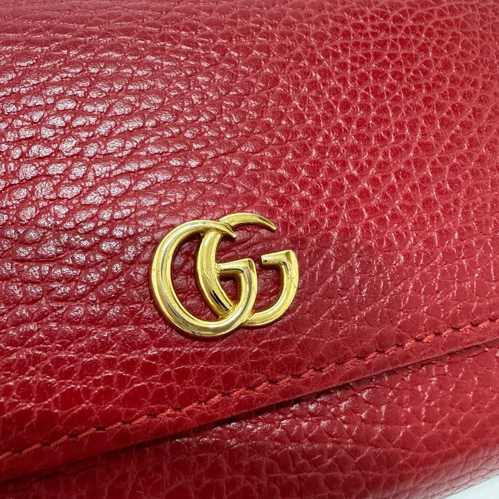 GUCCI Long Wallet Purse 456116 leather Red FF Marmont Women Used