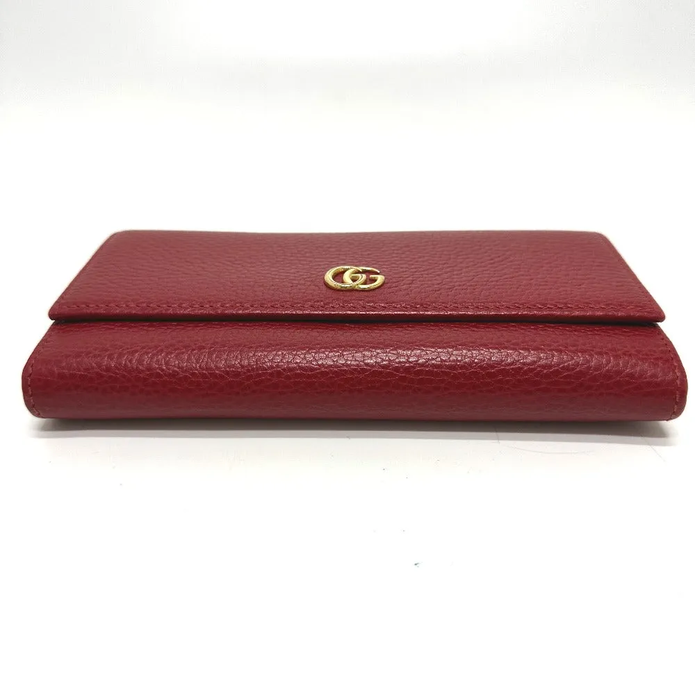 GUCCI Long Wallet Purse 456116 leather Red FF Marmont Women Used