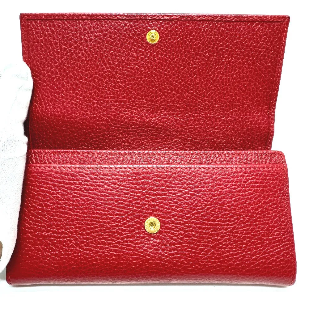 GUCCI Long Wallet Purse 456116 leather Red FF Marmont Women Used