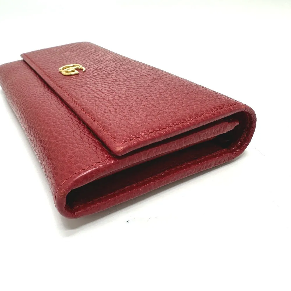GUCCI Long Wallet Purse 456116 leather Red FF Marmont Women Used
