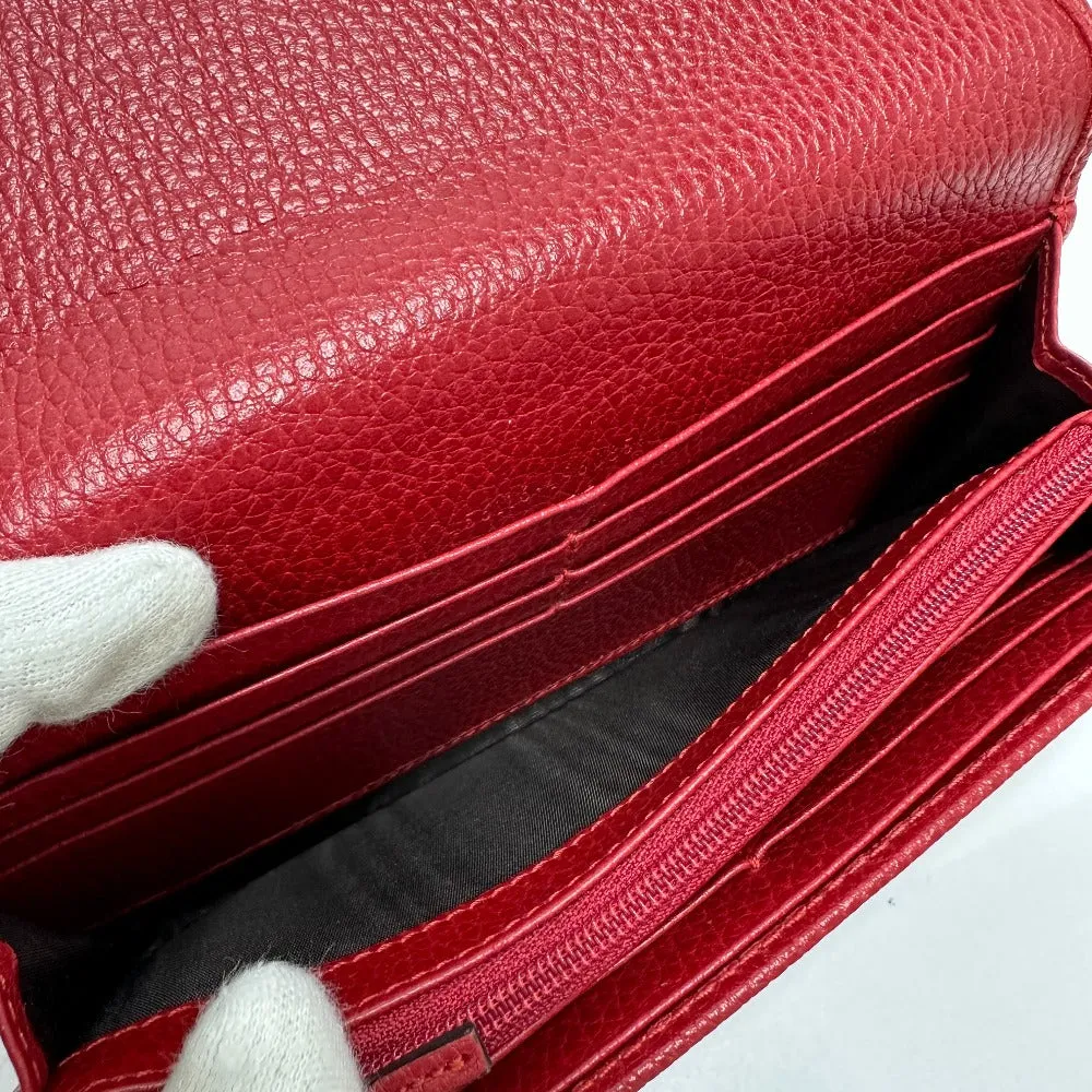 GUCCI Long Wallet Purse 456116 leather Red FF Marmont Women Used
