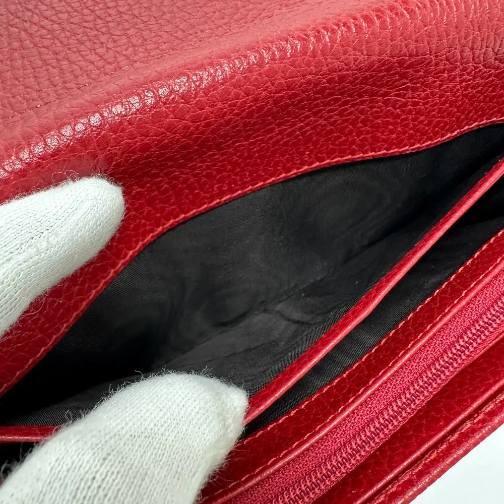 GUCCI Long Wallet Purse 456116 leather Red FF Marmont Women Used