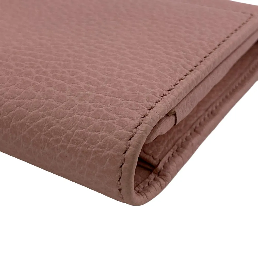 GUCCI Long Wallet Purse leather Pink type Petit Marmont leather Women Used