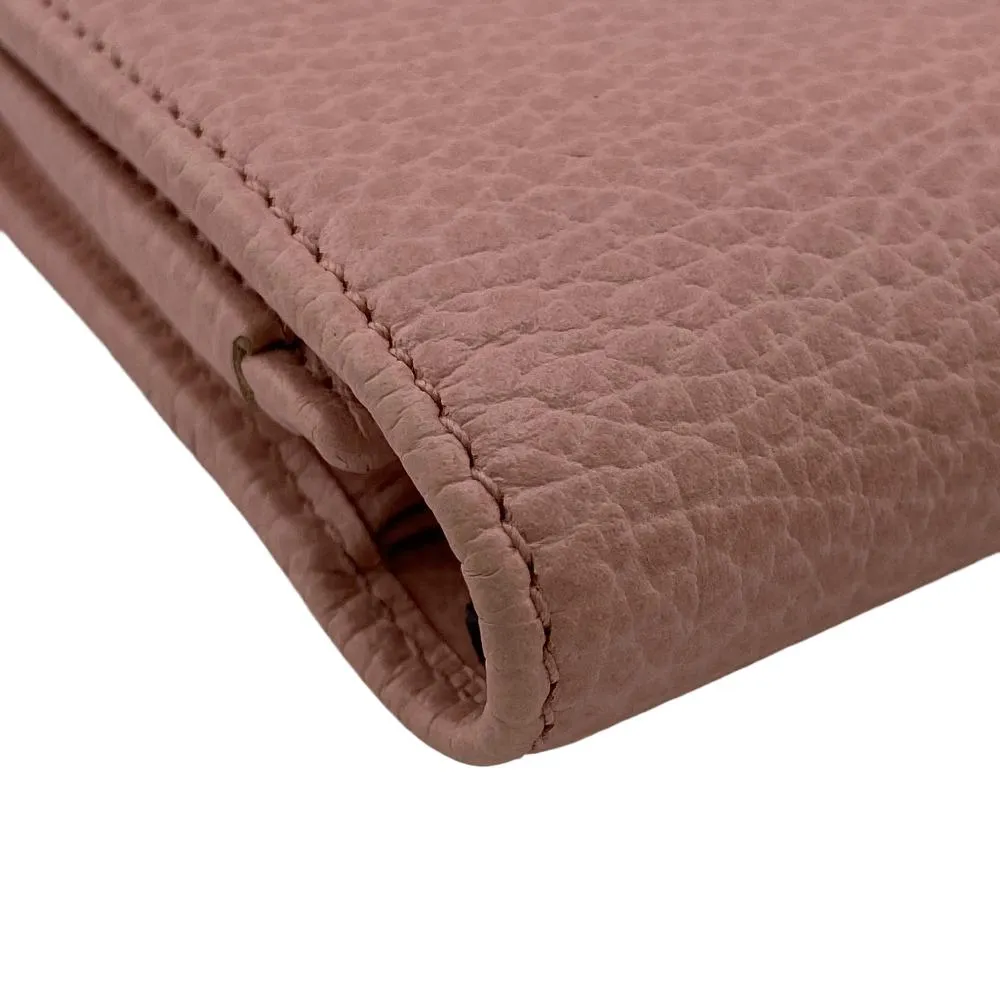 GUCCI Long Wallet Purse leather Pink type Petit Marmont leather Women Used
