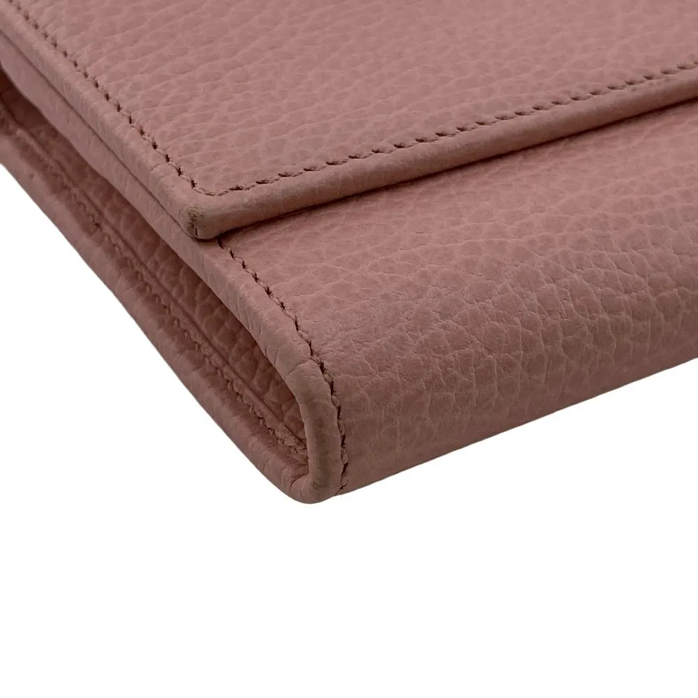 GUCCI Long Wallet Purse leather Pink type Petit Marmont leather Women Used