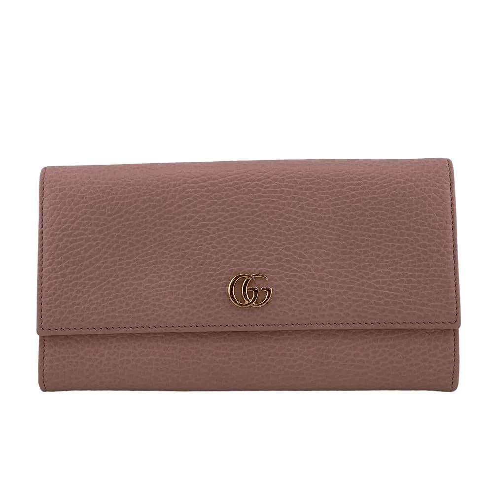 GUCCI Long Wallet Purse leather Pink type Petit Marmont leather Women Used