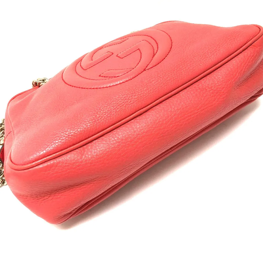 GUCCI Shoulder Bag 308983 leather Begonia pink Interlocking G SOHO Small Women Secondhand