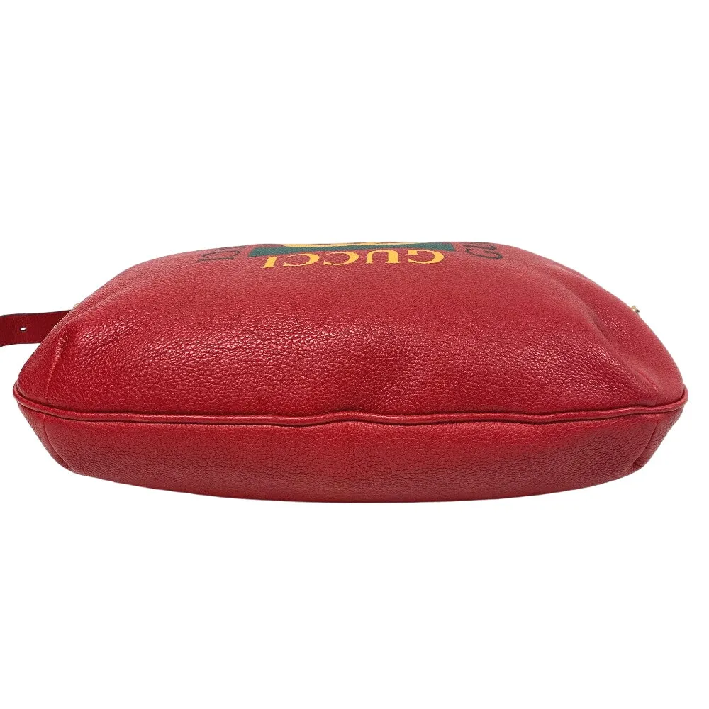 GUCCI Shoulder Bag 523588 leather Red Half moon Logo print unisex(Unisex) Used