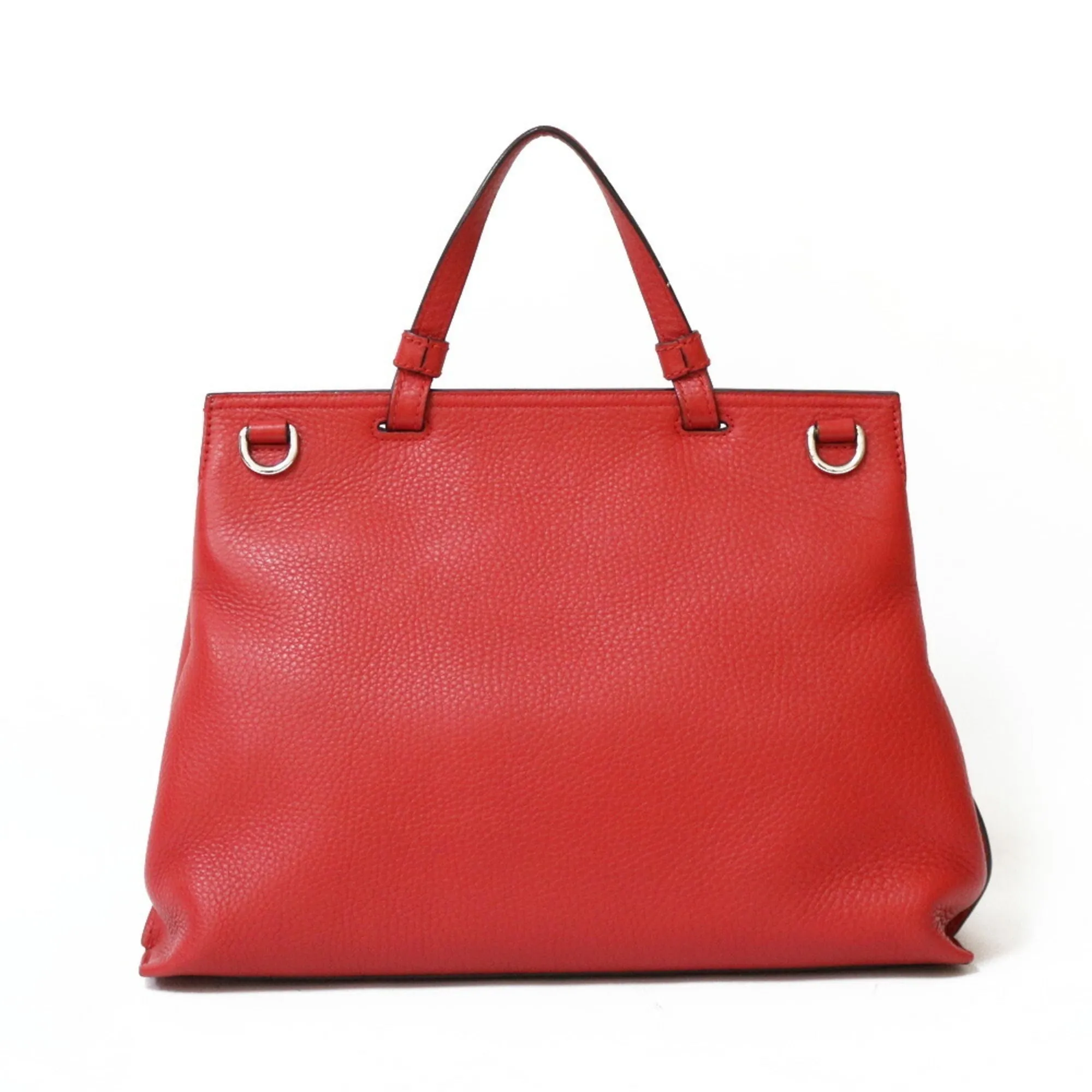 Gucci Shoulder Bag Bamboo Handbag Red Women's Leather