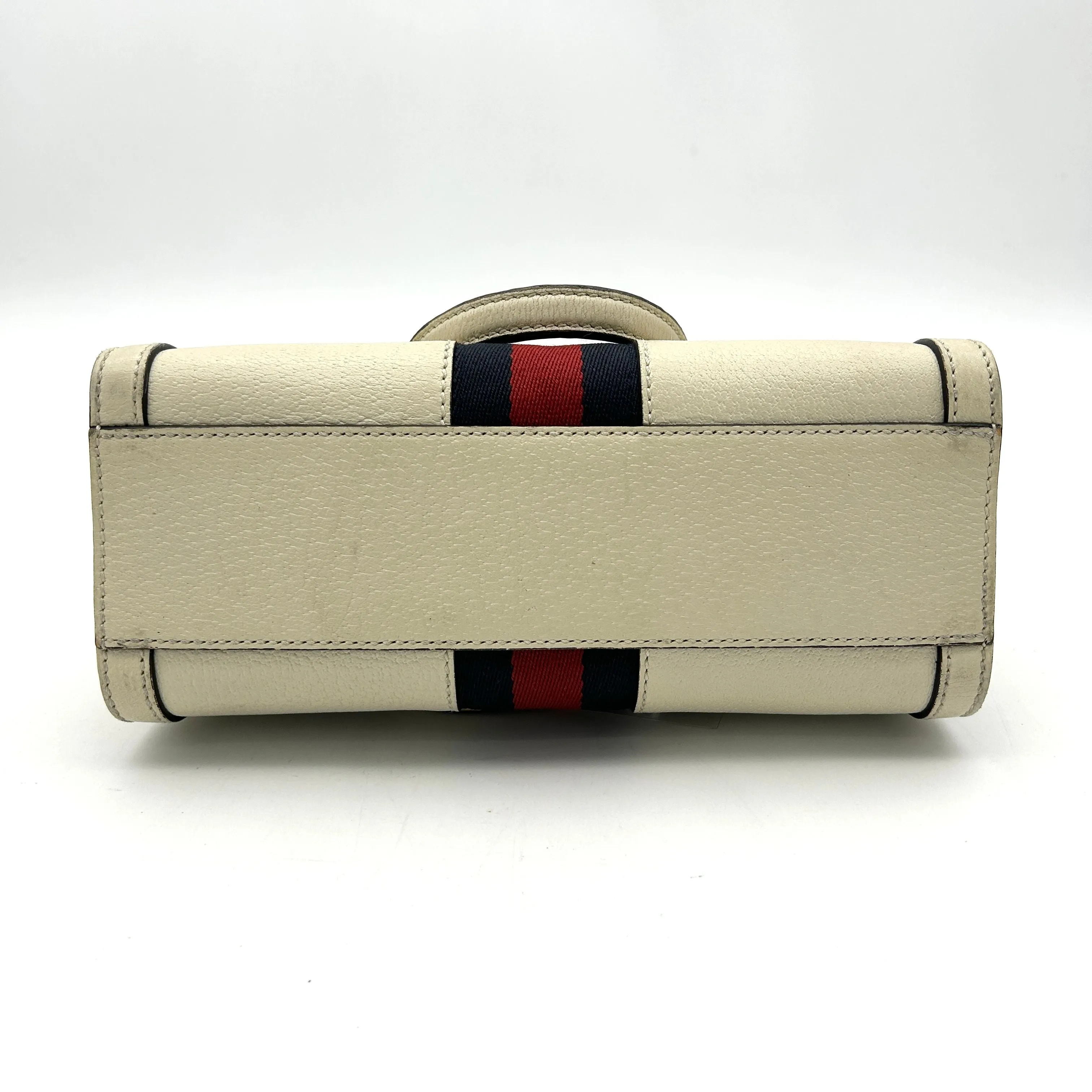 GUCCI Textured Calfskin Web Small Ophidia Tote Bag Mystic White LA30117