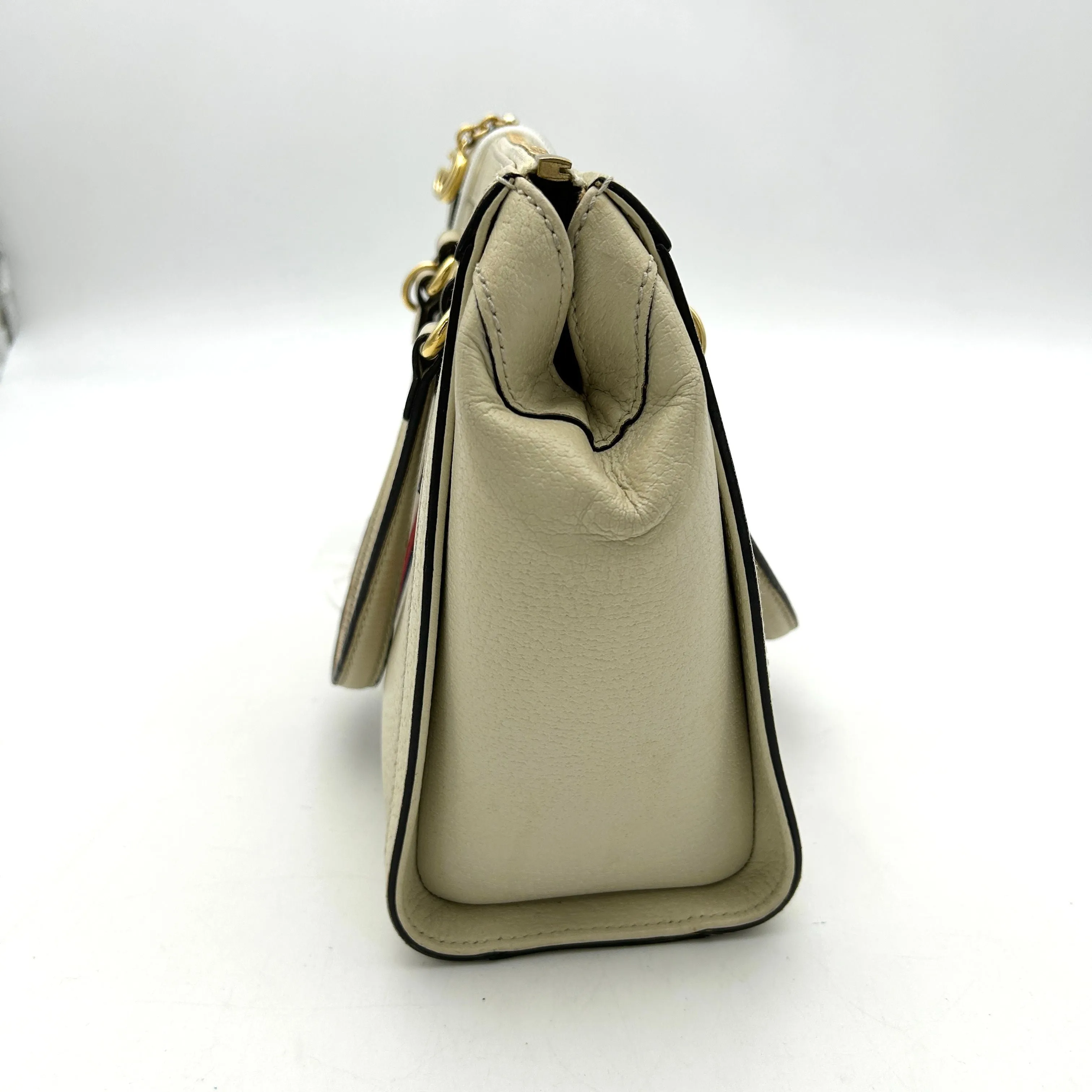 GUCCI Textured Calfskin Web Small Ophidia Tote Bag Mystic White LA30117