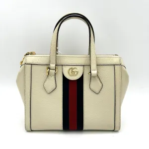 GUCCI Textured Calfskin Web Small Ophidia Tote Bag Mystic White LA30117