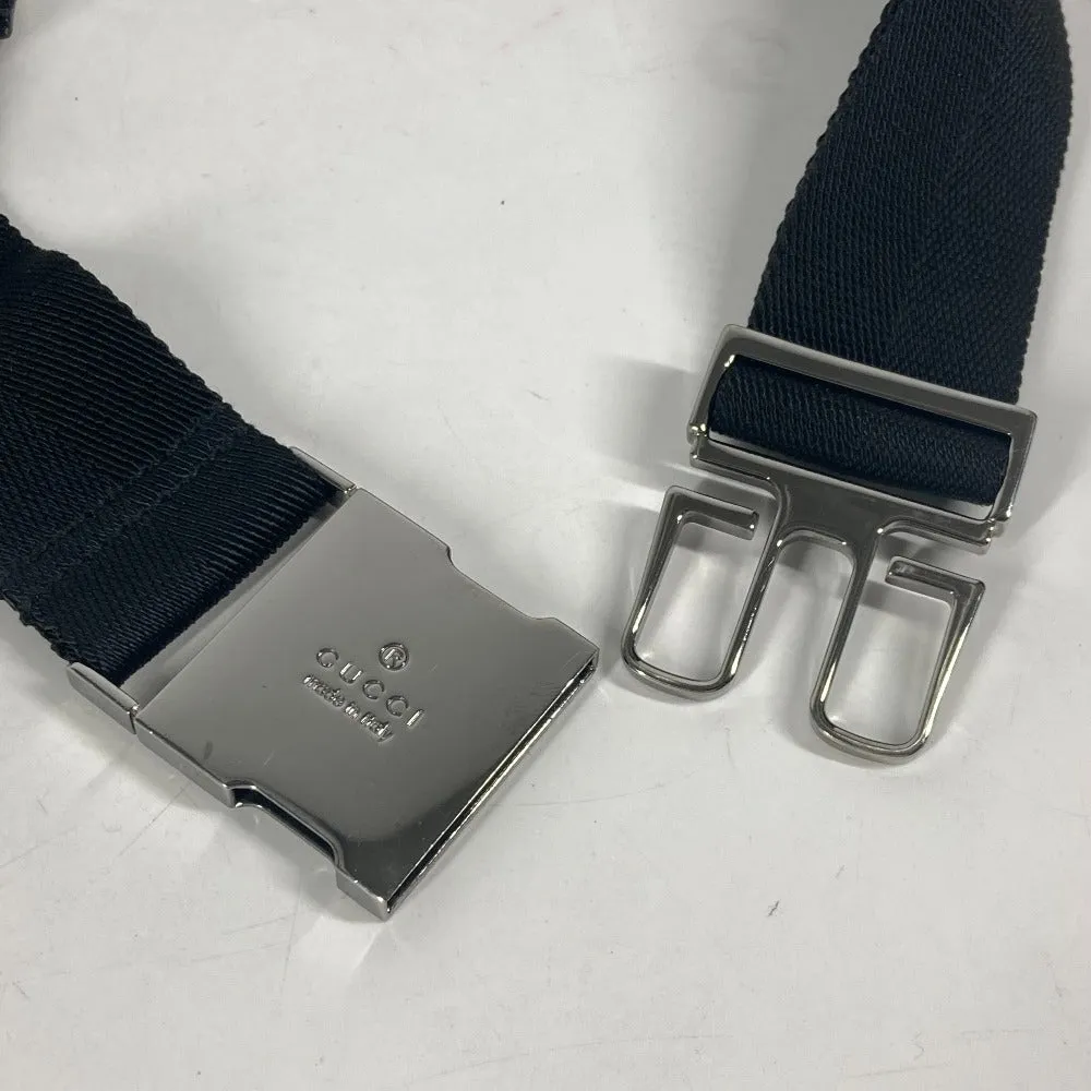 GUCCI Waist bag 28566 GG canvas black GG canvas W pocket mens Used