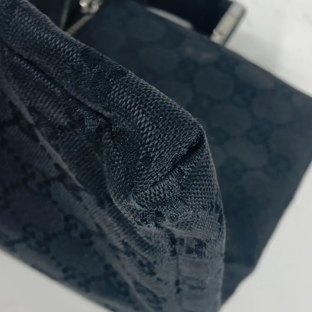 GUCCI Waist bag 28566 GG canvas black GG canvas W pocket mens Used