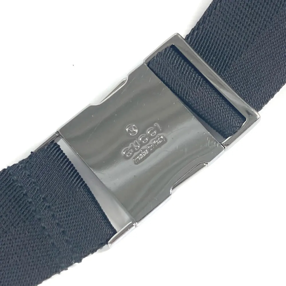 GUCCI Waist bag 28566 GG canvas black GG canvas W pocket mens Used