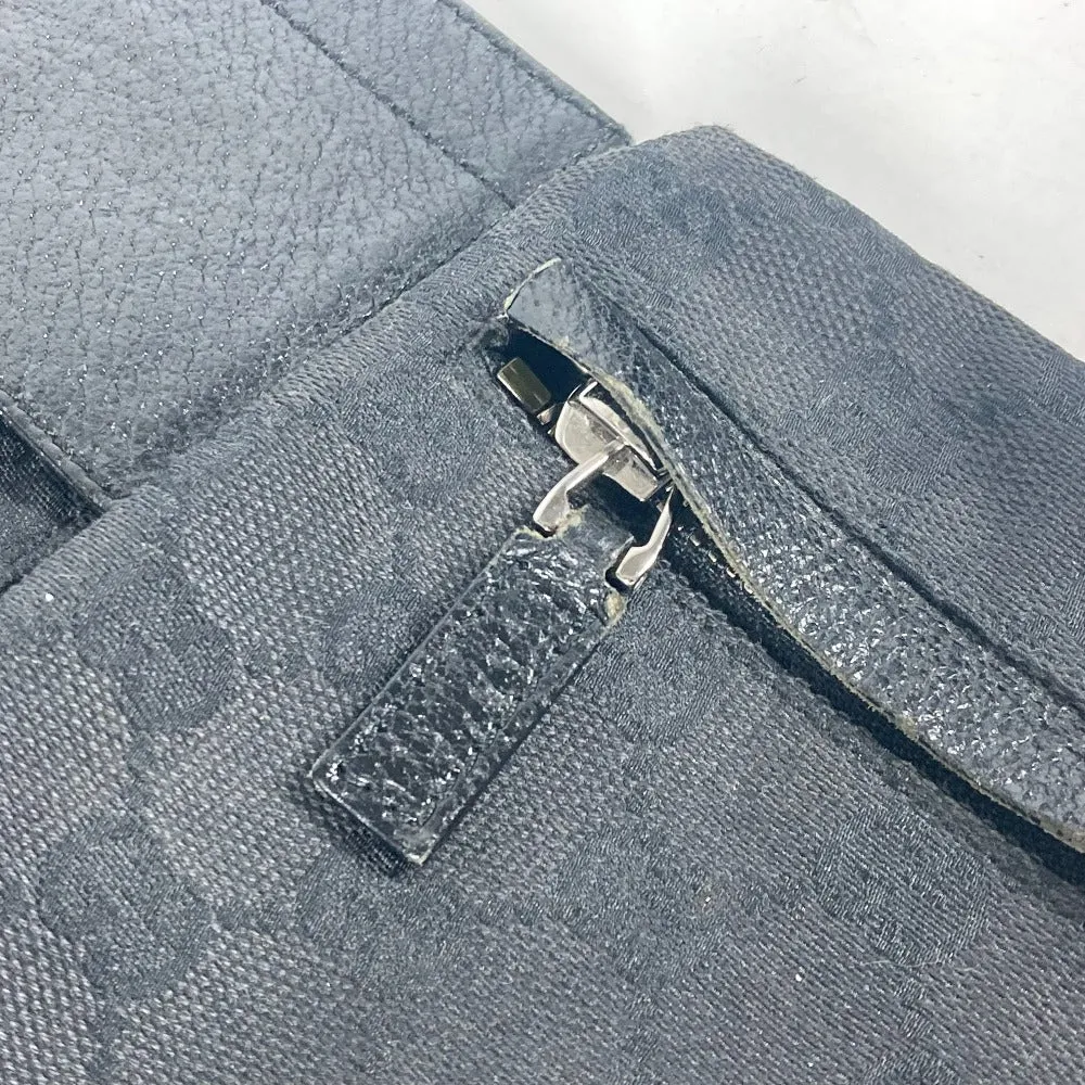 GUCCI Waist bag 28566 GG canvas black GG canvas W pocket mens Used