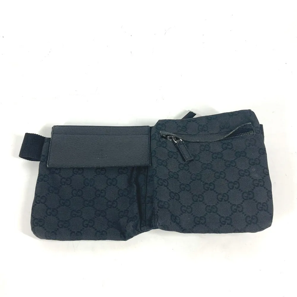 GUCCI Waist bag 28566 GG canvas black GG canvas W pocket mens Used