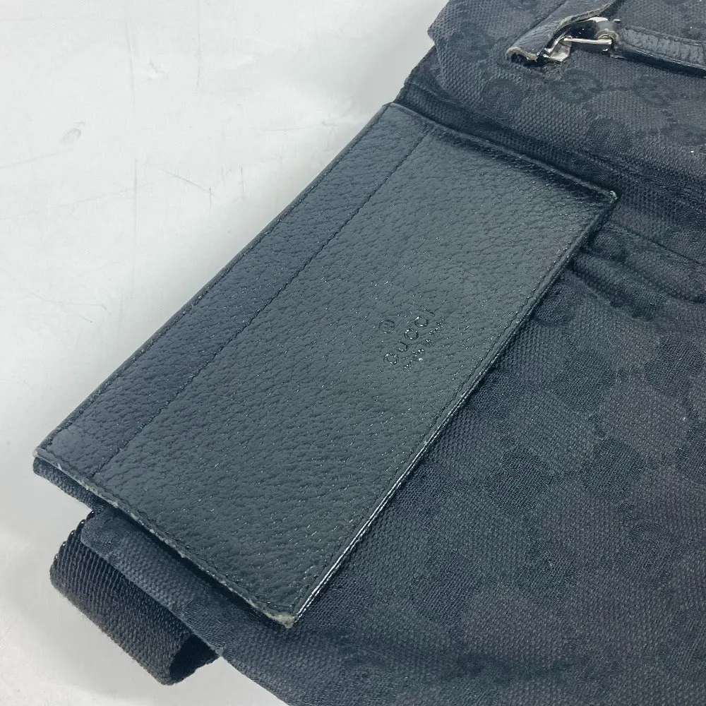GUCCI Waist bag 28566 GG canvas black GG canvas W pocket mens Used