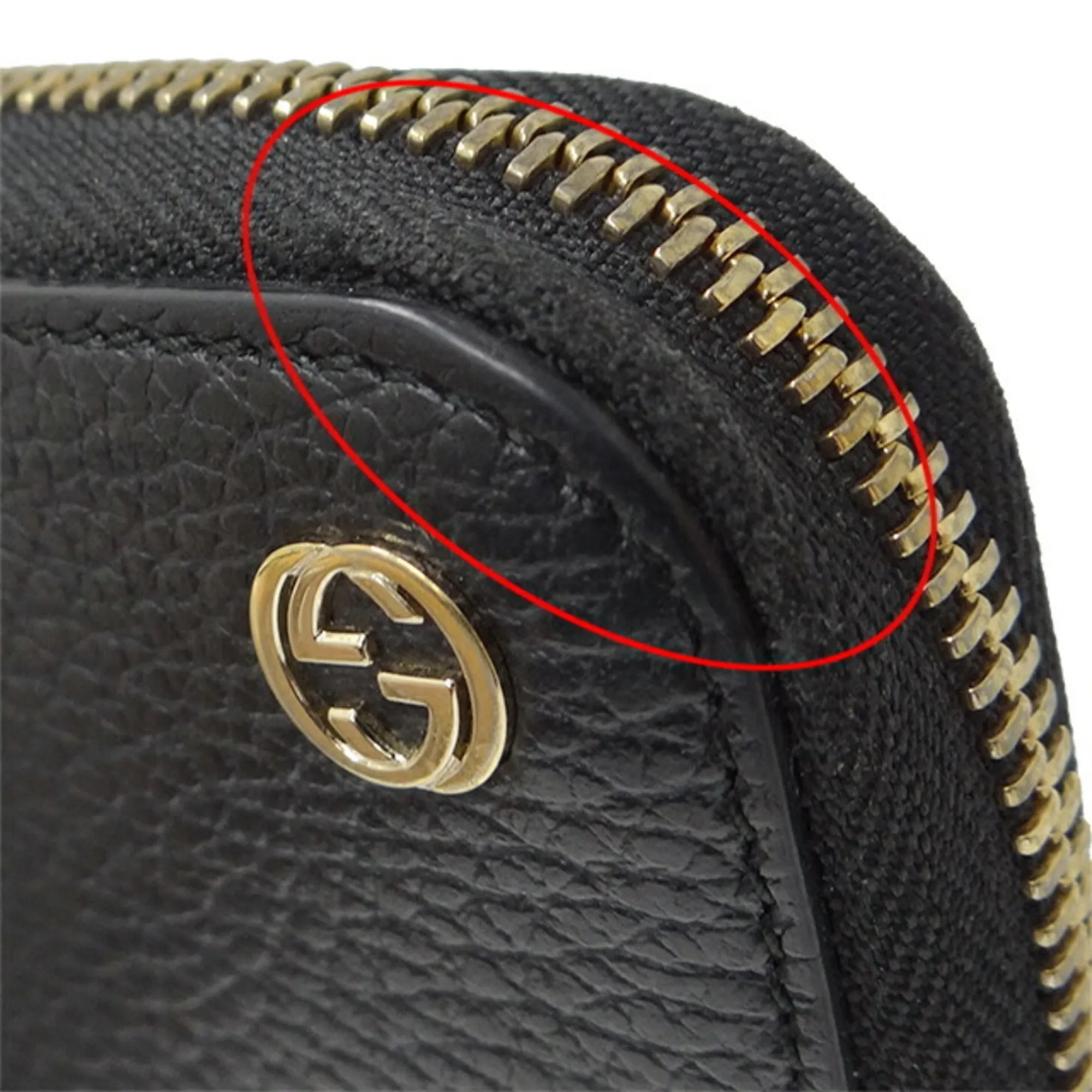 GUCCI Wallet Men's Long Leather Black 449347 Round