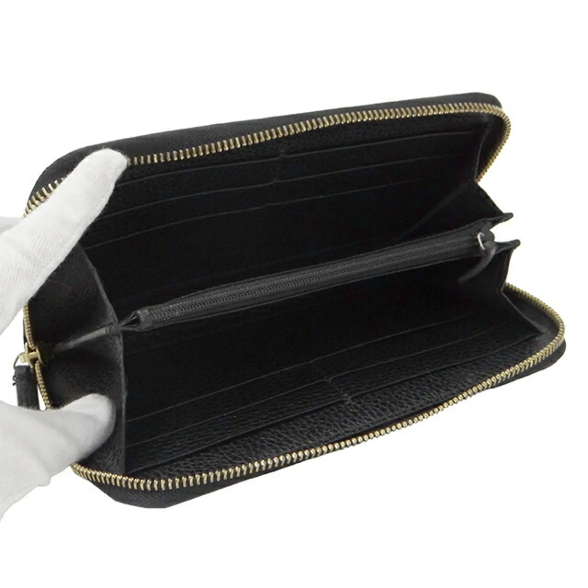 GUCCI Wallet Men's Long Leather Black 449347 Round