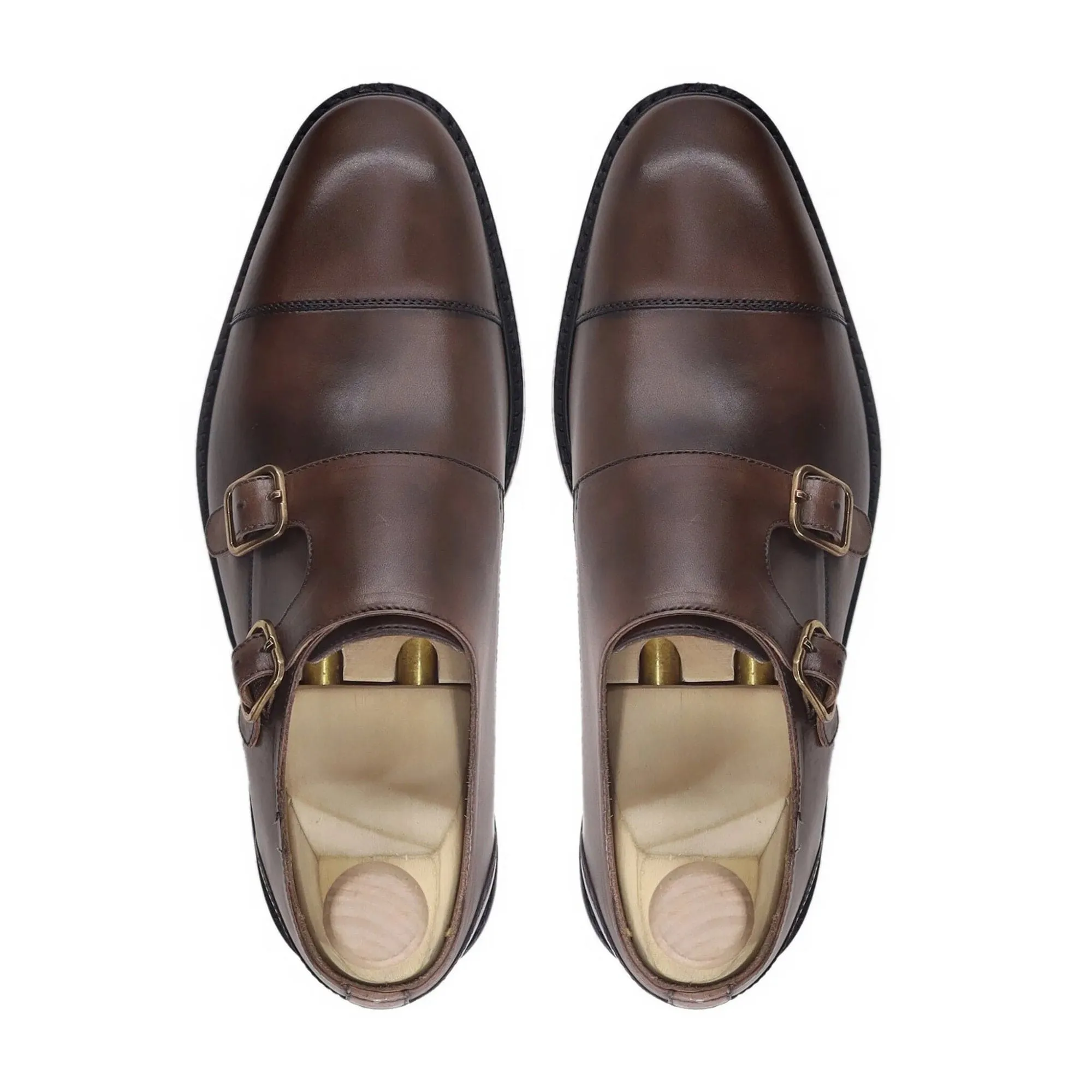 Handmade Custom Men Calf Leather Double Monkstrap Shoes
