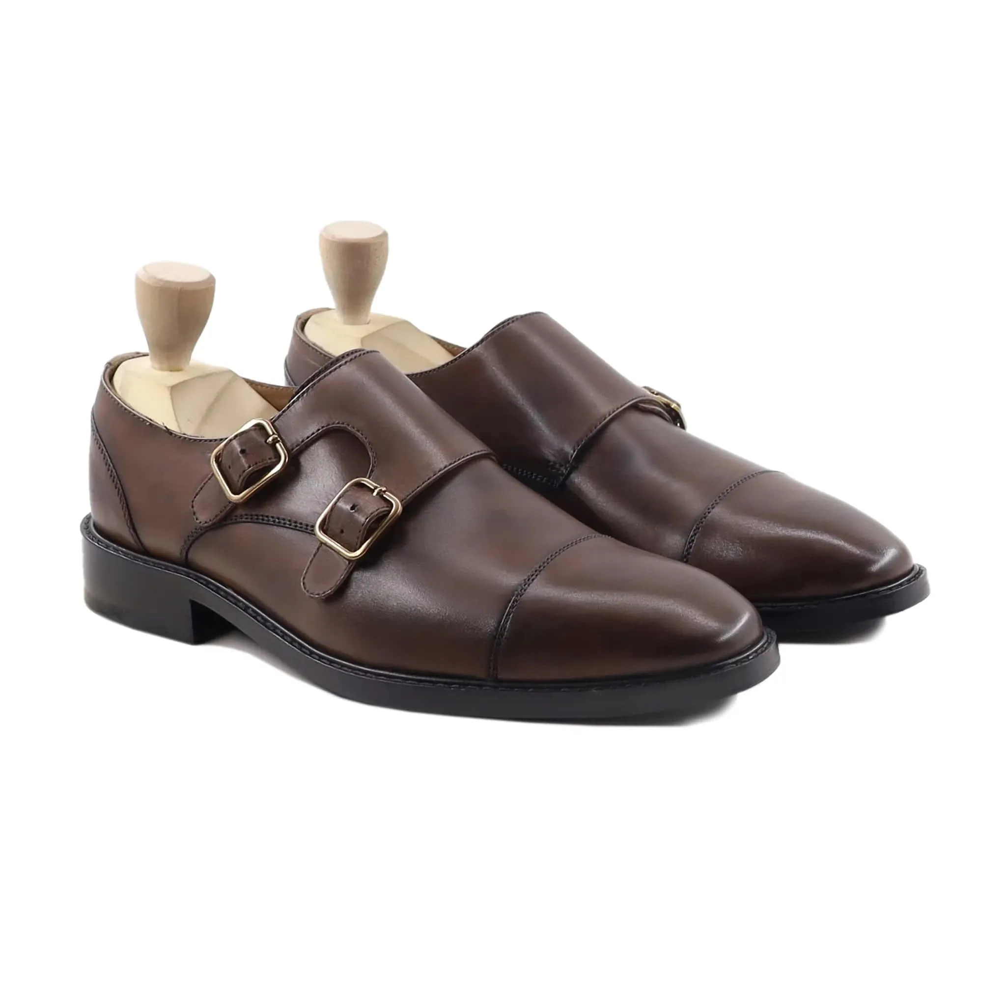 Handmade Custom Men Calf Leather Double Monkstrap Shoes