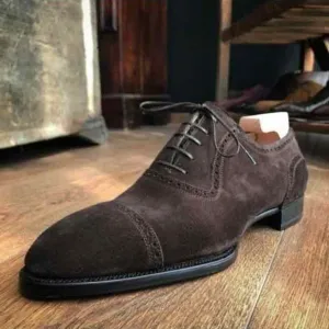 Handmade Men Brown Suede Shoes Dress Formal Shoes For Leather Shoes
