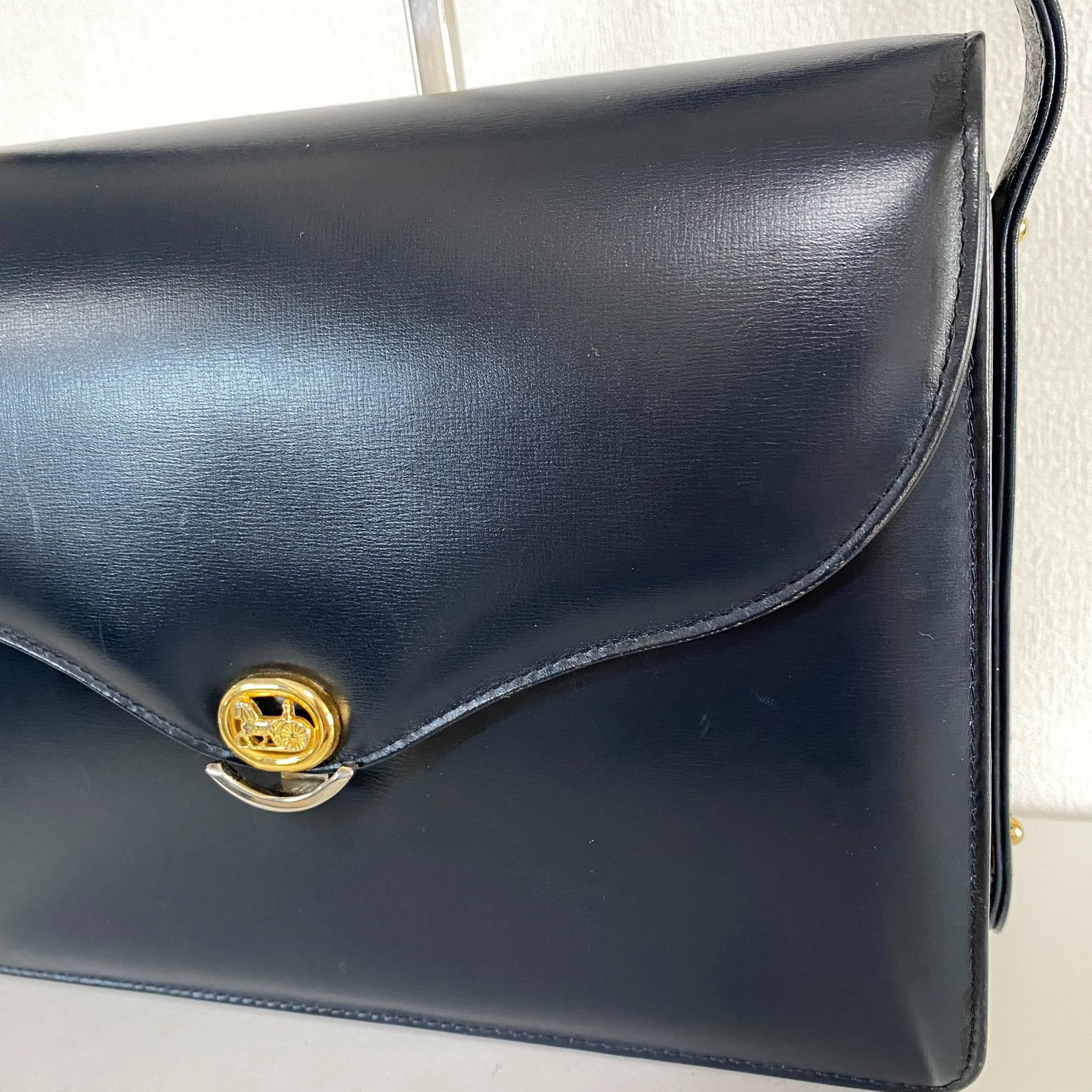 Horse Carriage  Gold Hardware Vintage Shoulder Bag