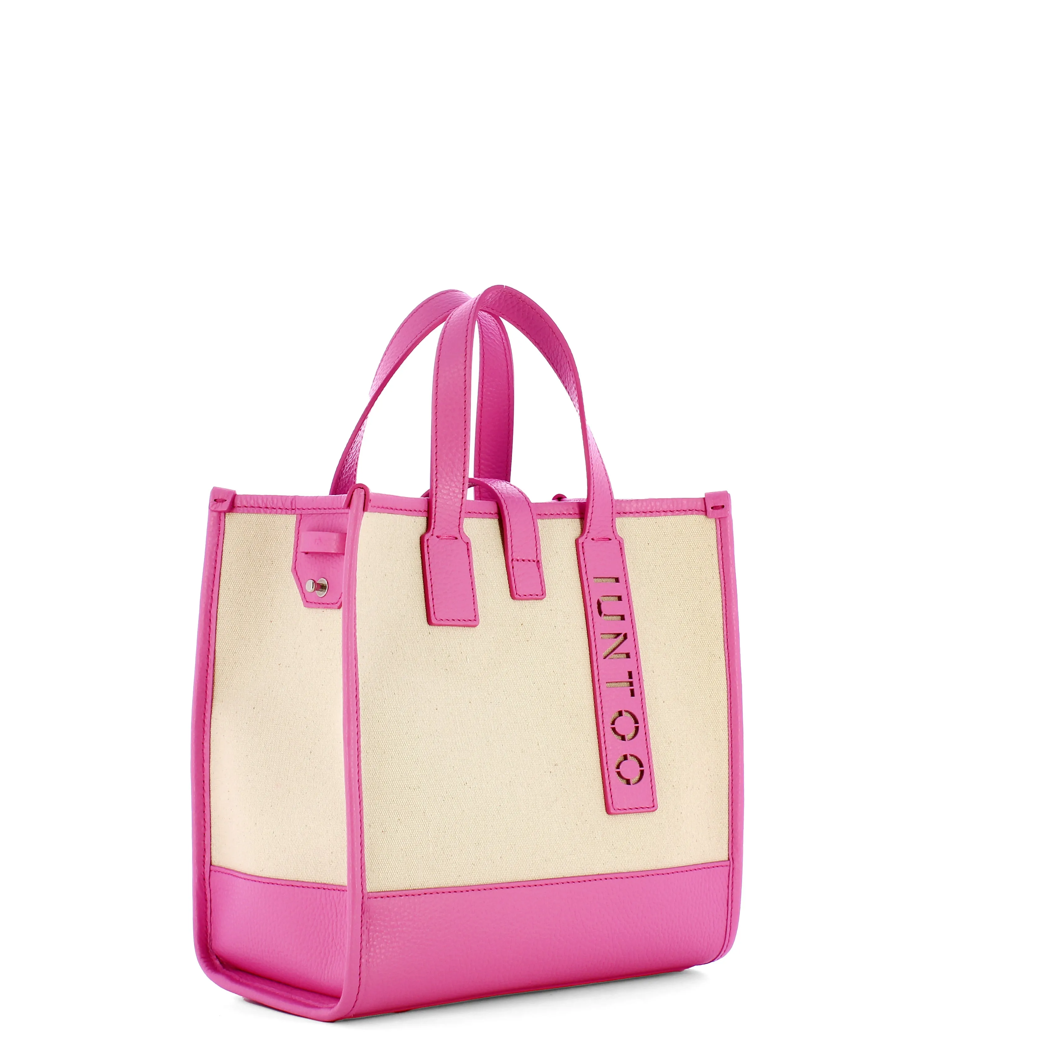 Iuntoo - Essenziale Canvas Naturale Rosa Small Tote - 105003 - NATURALE/ROSA