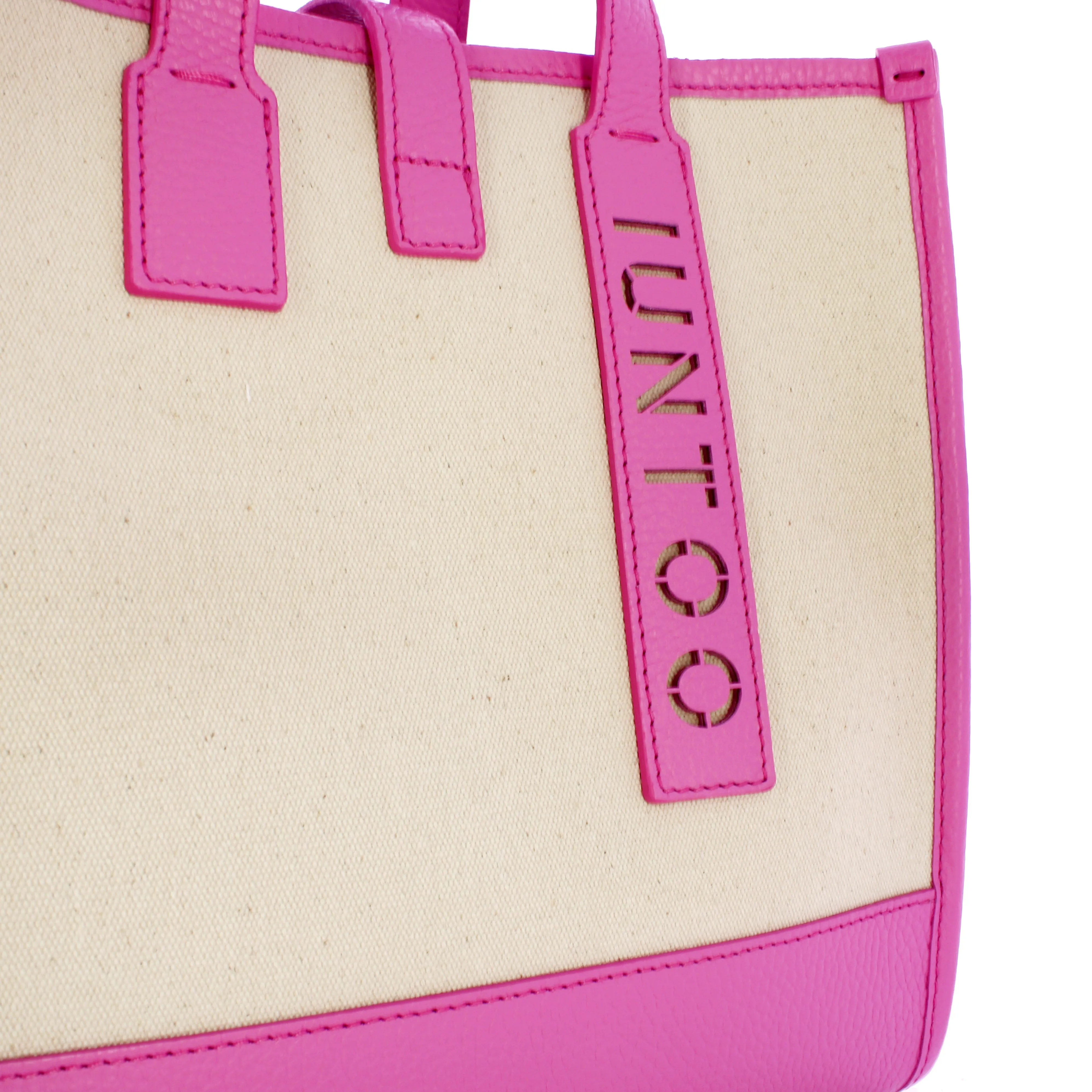 Iuntoo - Essenziale Canvas Naturale Rosa Small Tote - 105003 - NATURALE/ROSA