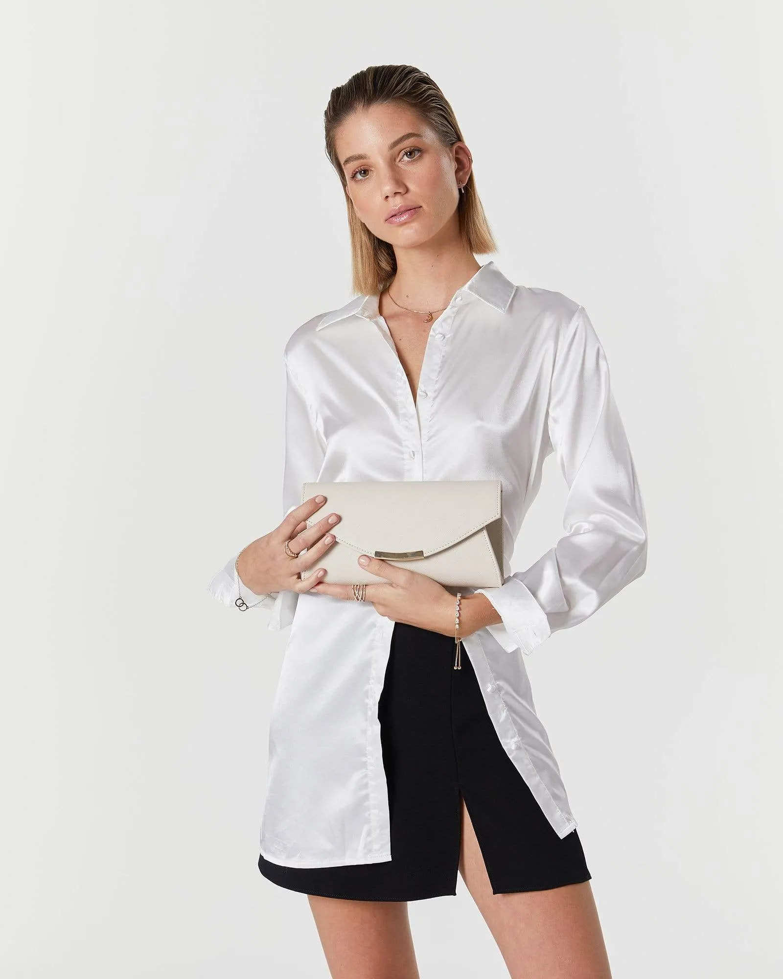 Ivory Lucille Envelope Clutch Bag