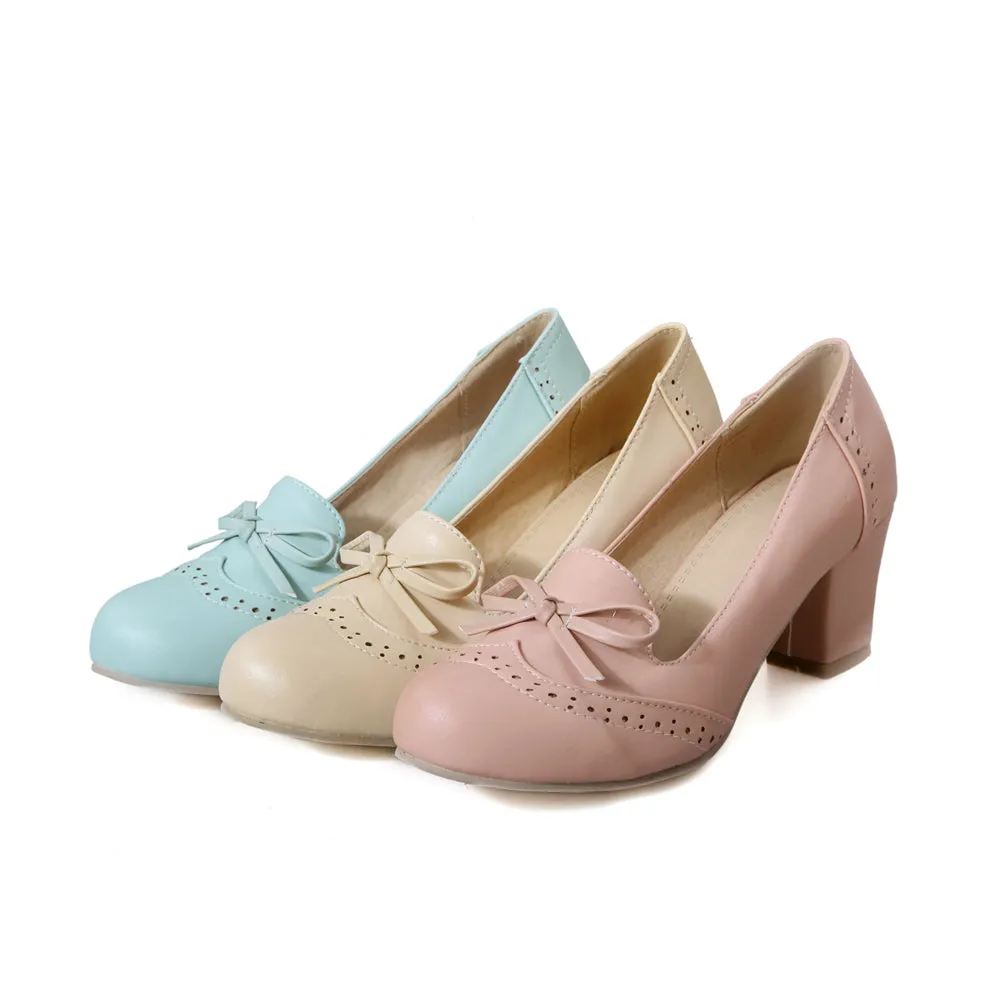 Ladies Sweet Princess Thick Heel Shallow Mouth Shoes Woman Chunky Pumps