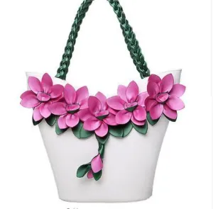 Leather Flower Bucket Handbags